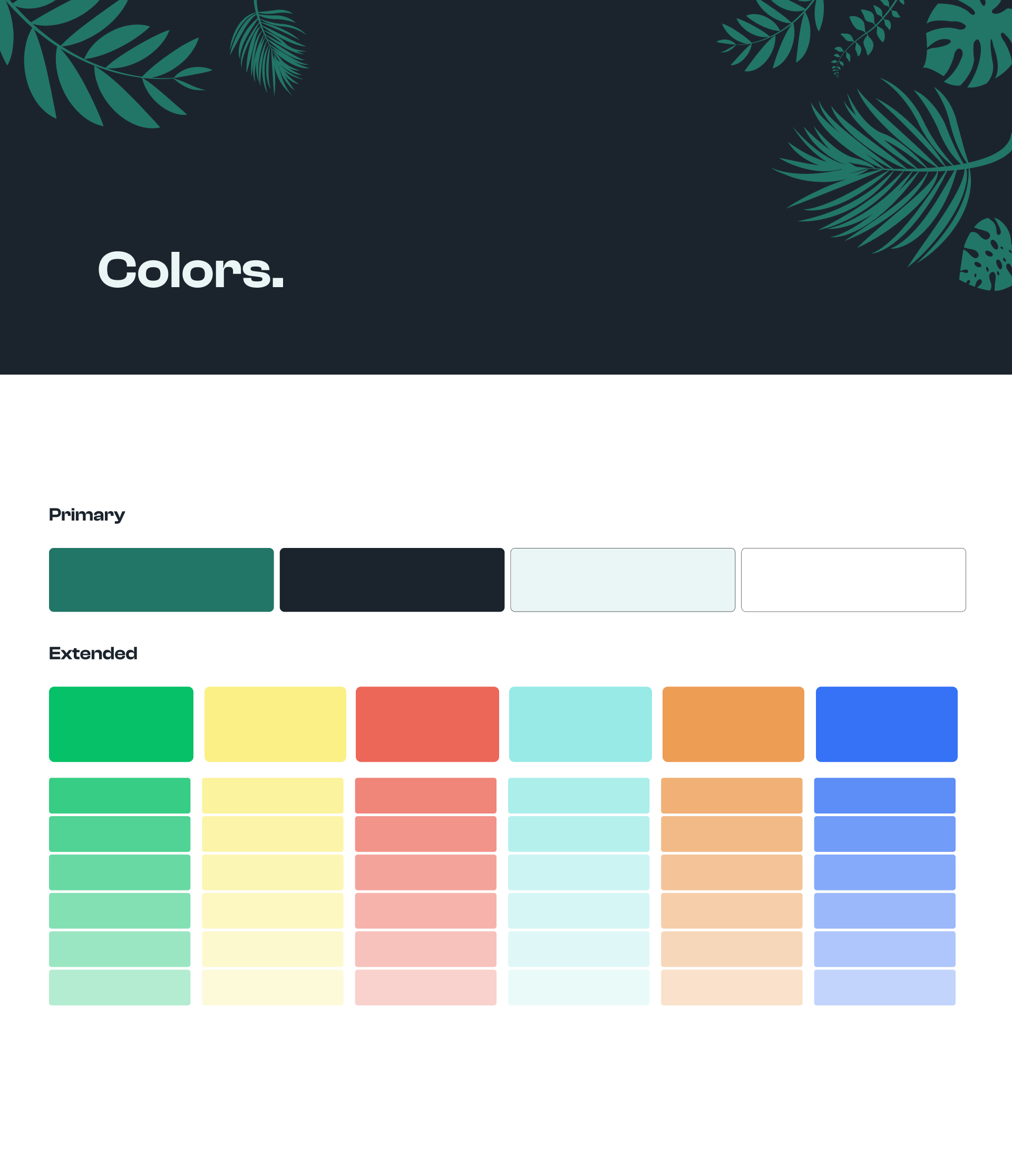 Colour tokens and palette